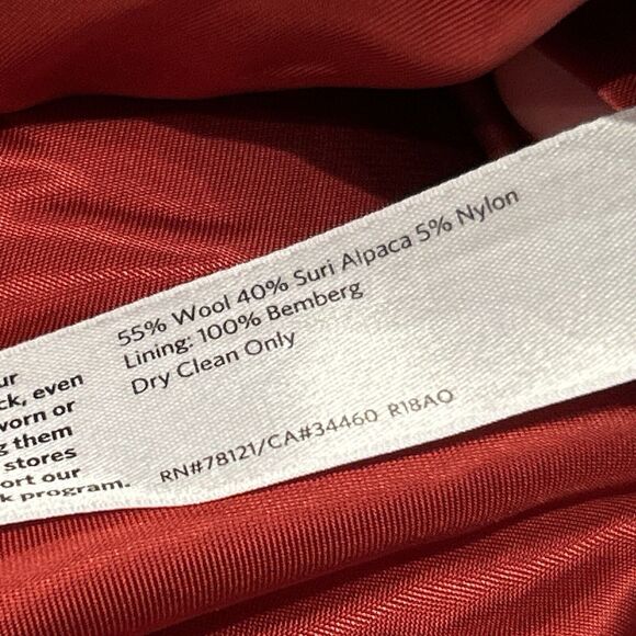 Eileen Fisher Jacket Womens Medium Wool Suri Alpaca Sheared Red Full Zip Pockets - Picture 4 of 6